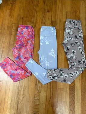 Adult Floral Active Leggings - Pink, Lavender, Taupe